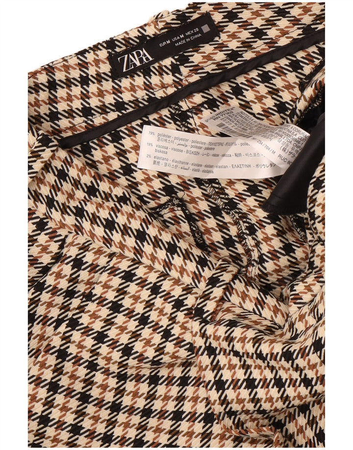 Zara Womens Pegged Chino Shorts Medium W28 Brown Houndstooth Polyester