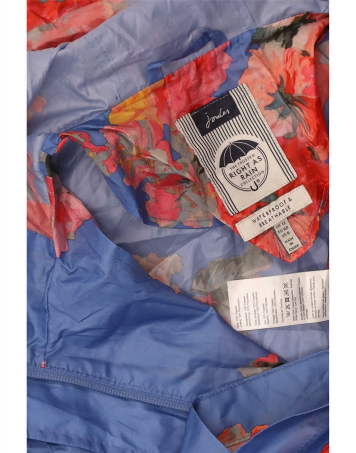 Joules Womens Hooded Raincoat UK 12 Medium Blue Floral Polyester