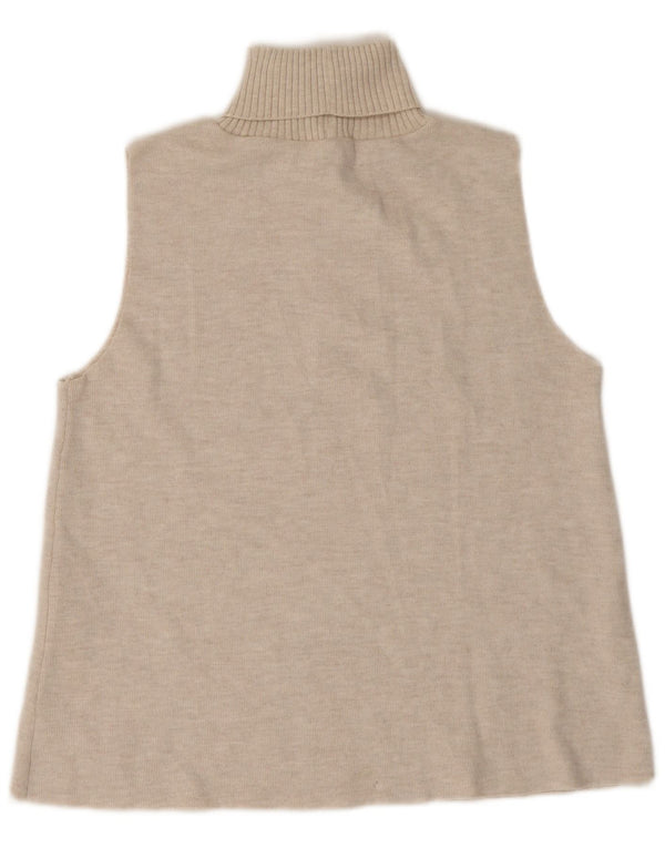 Zara Womens Vest Tank Top UK 14 Large Beige Polyester