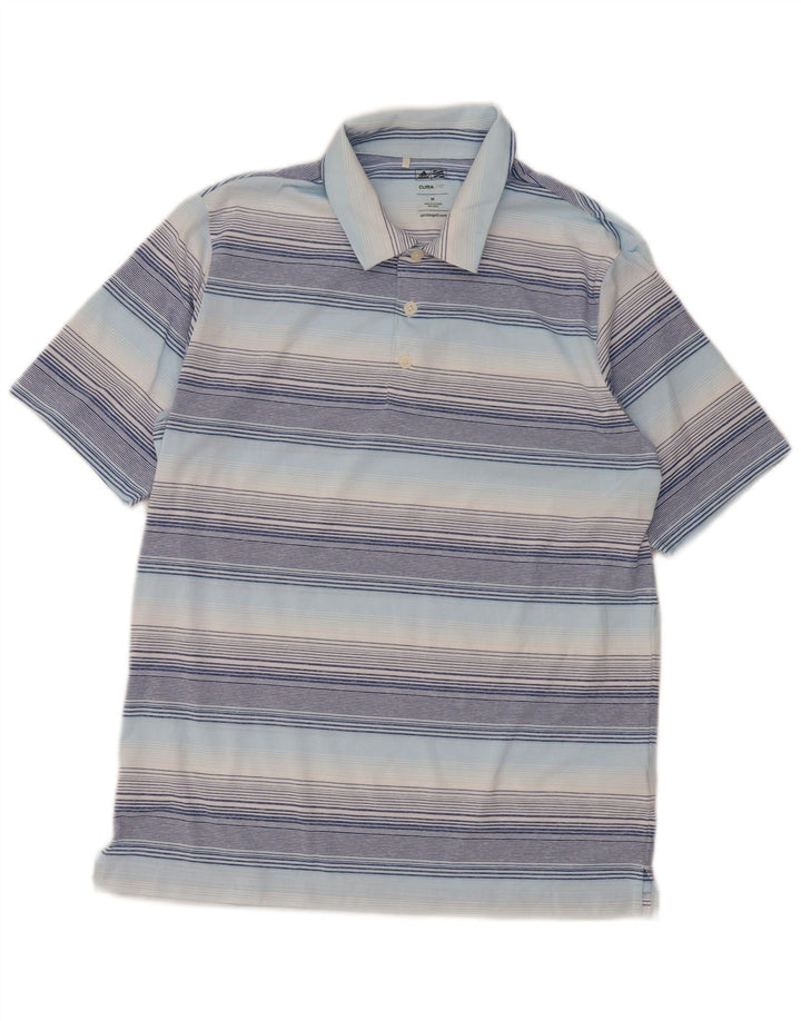 Ανδρικό πουκάμισο Adidas Climalite Polo με μεσαίο μπλε ριγέ πολυεστέρα