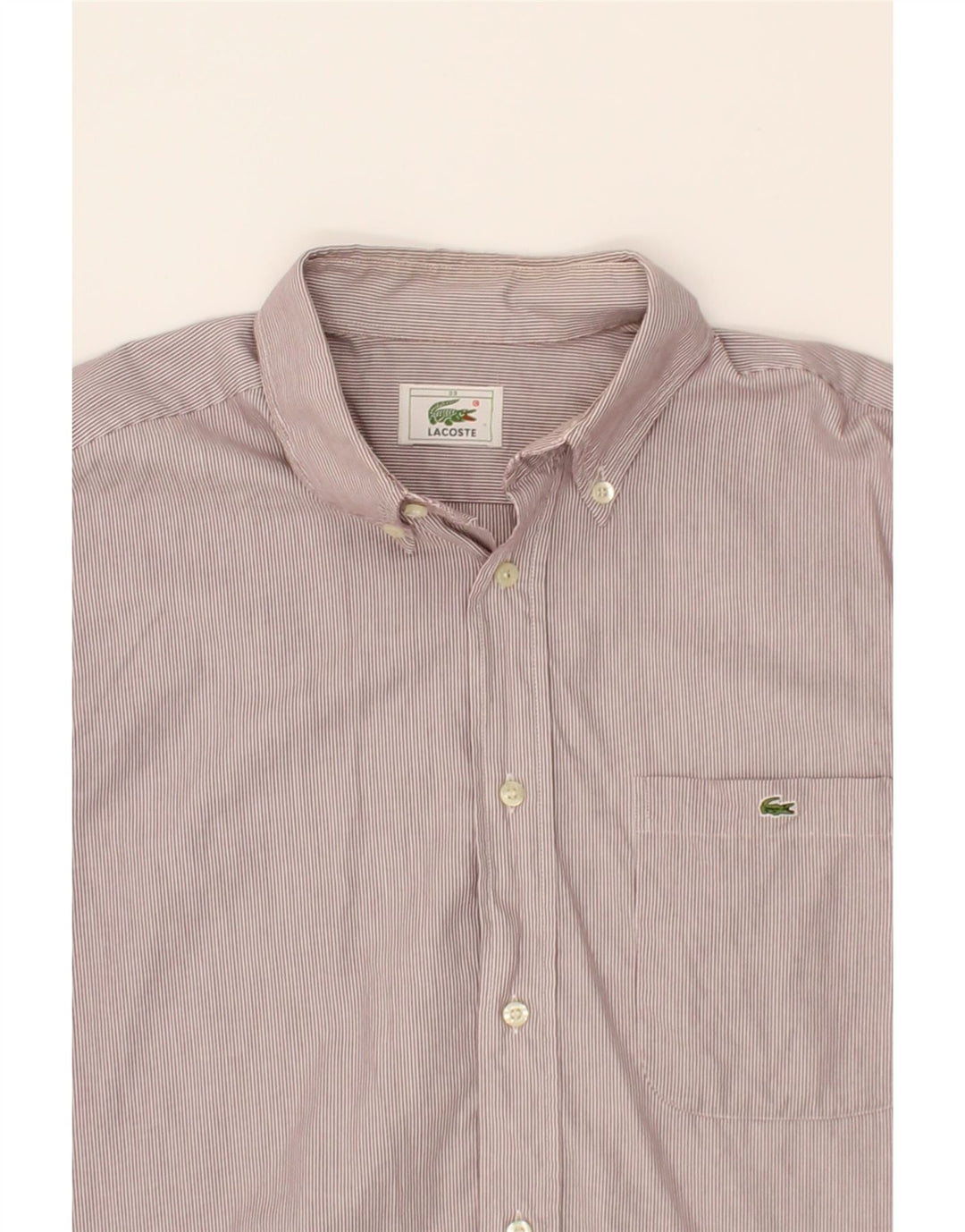 LACOSTE Mens Shirt Size 39 Medium Pink Pinstripe Cotton Vintage Lacoste and Second-Hand Lacoste from Messina Hembry 