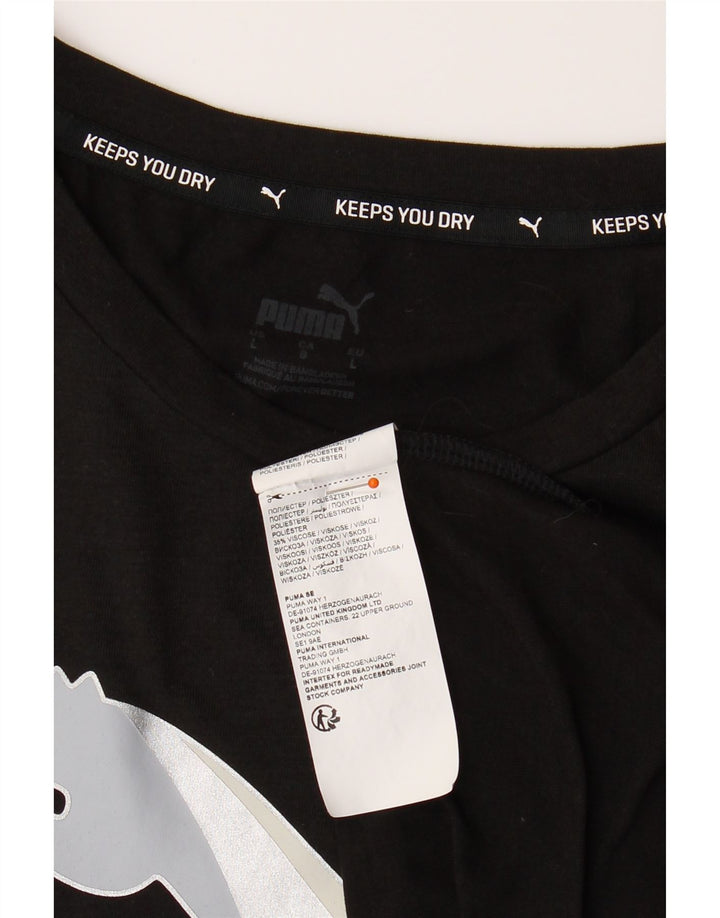 PUMA Womens Graphic T-Shirt Top UK 16 Large Black Polyester