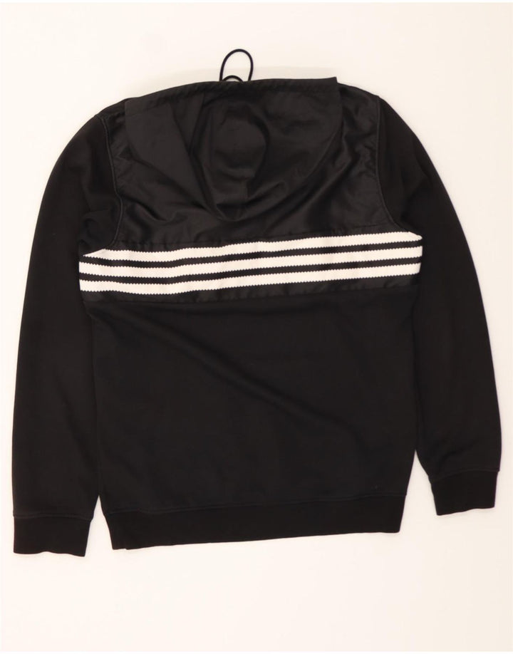 ADIDAS Mens Climalite Hoodie Jumper Small Black Striped Polyester Vintage Adidas and Second-Hand Adidas from Messina Hembry 