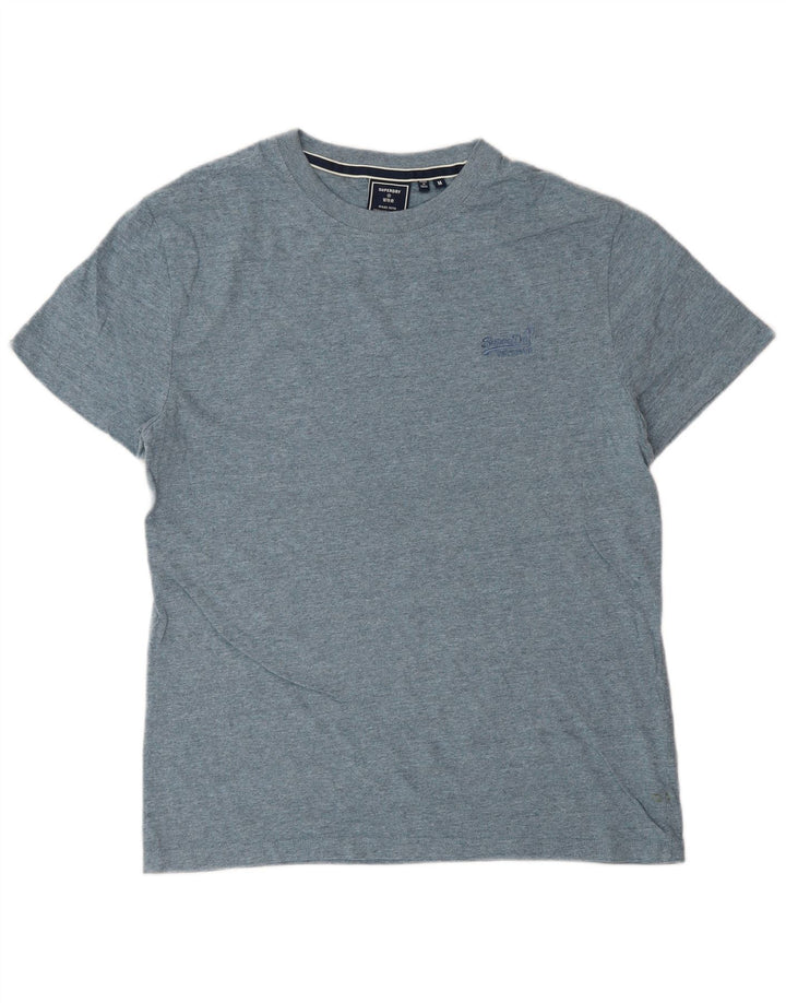 SUPERDRY Męski T-shirt Top Średni Niebieski Bawełniany