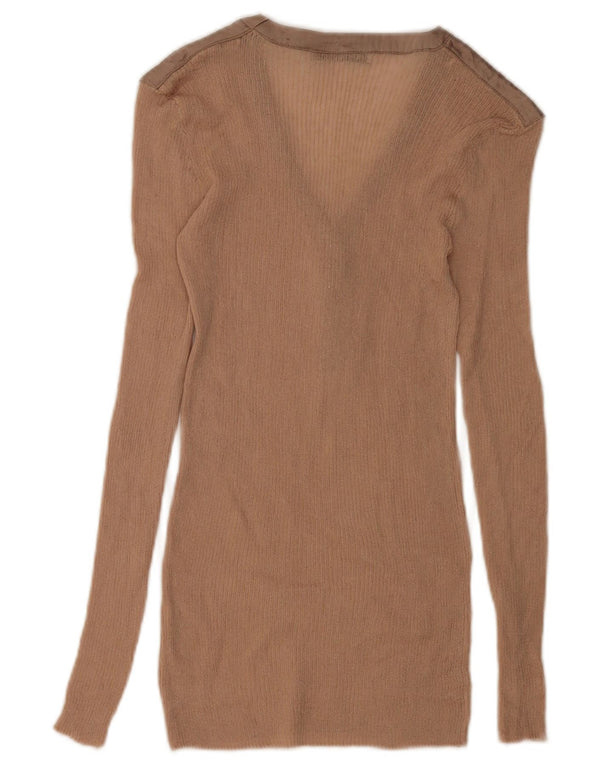 Zara Haut à manches longues pour femme UK 10 Small Beige Colourblock