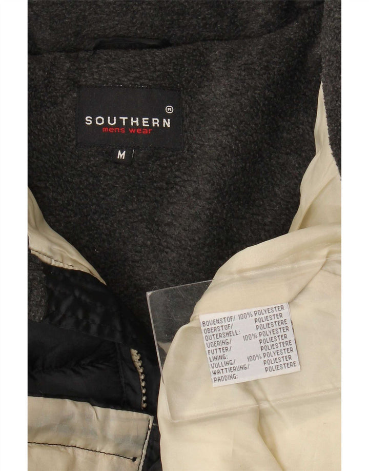 Jaqueta acolchoada masculina do sul UK 38 poliéster colorblock preto médio