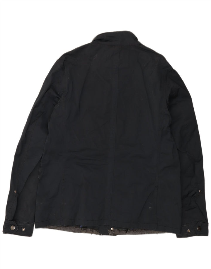 Zara Mens Utility Jacket UK 42 XL Navy Blue Polyester