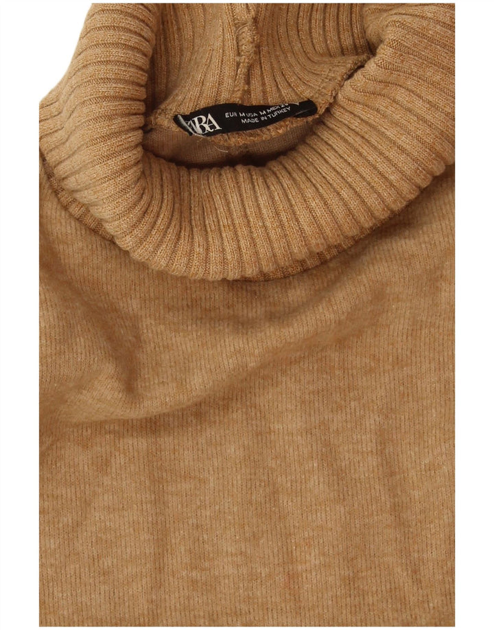 Zara Damen Rollkragen-Tanktop UK 14 Medium Beige Polyester