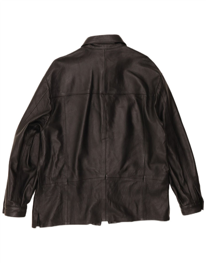Vintage Mens Overshirt Leather Shirt XL Black
