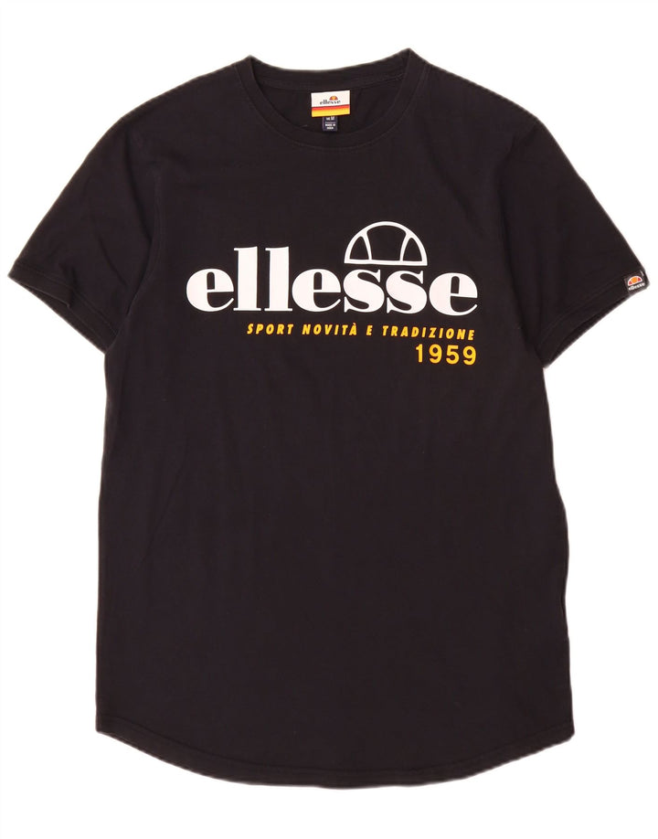 Ellesse Mens Graphic T-Shirt Top Medium Black Cotton