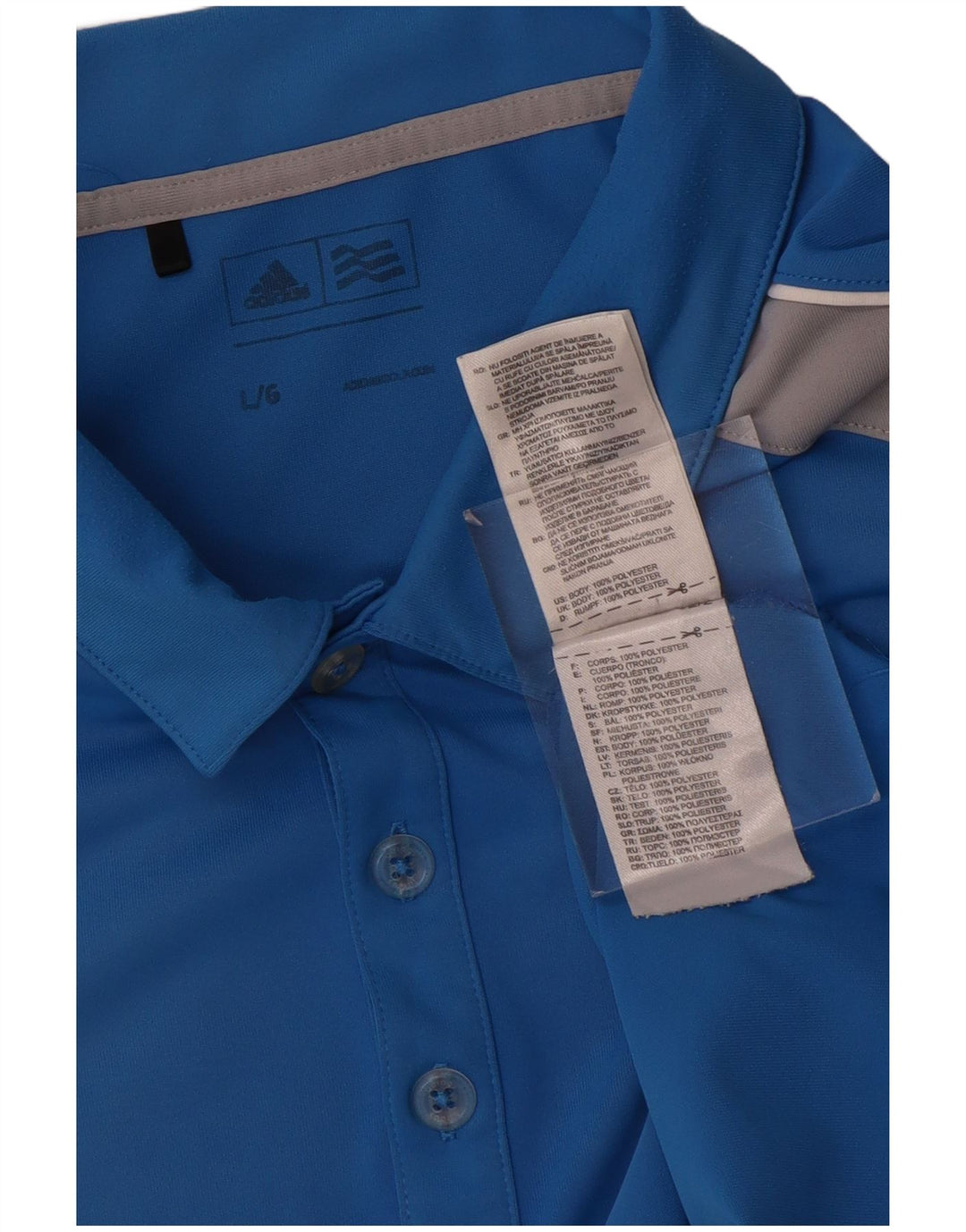 Adidas Mens Polo Shirt Large Blue Colourblock Polyester