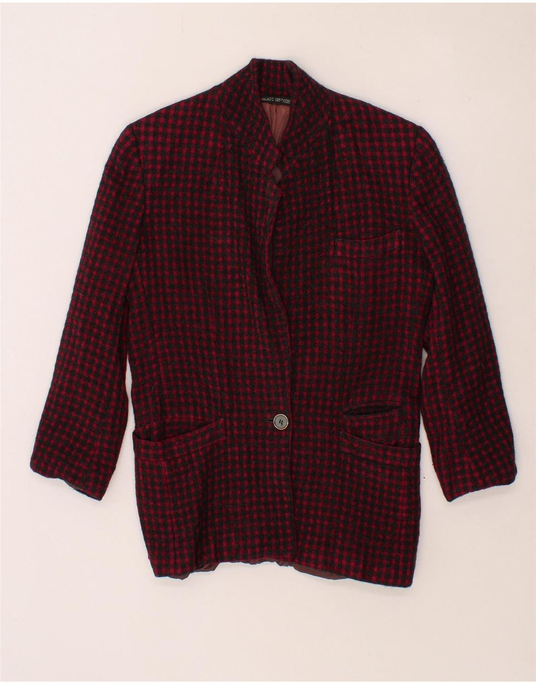 UMBERTO GINOCCHIETTI Womens 1 Button Blazer Jacket IT 40 Small Red Check Vintage Umberto Ginocchietti and Second-Hand Umberto Ginocchietti from Messina Hembry 