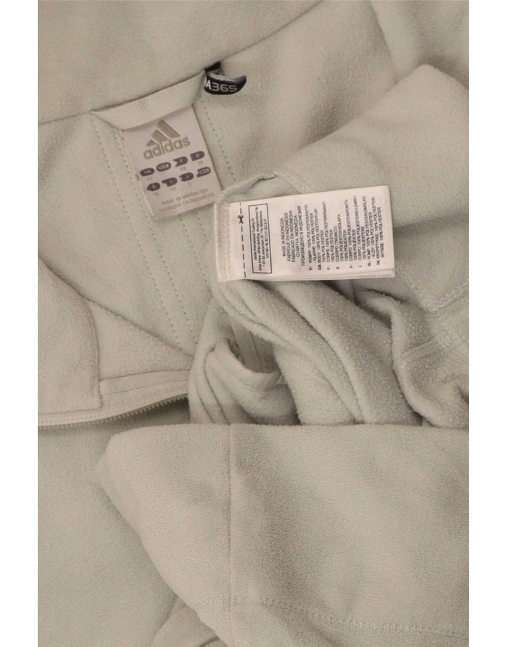 Adidas Womens Fleece Jacket UK 12 Medium Grey Striped Polyester