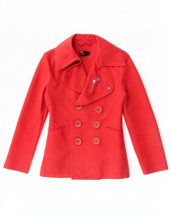 Diesel Femmes Graphique Double Boutonnage Blazer Veste UK 6 XS Rouge Coton