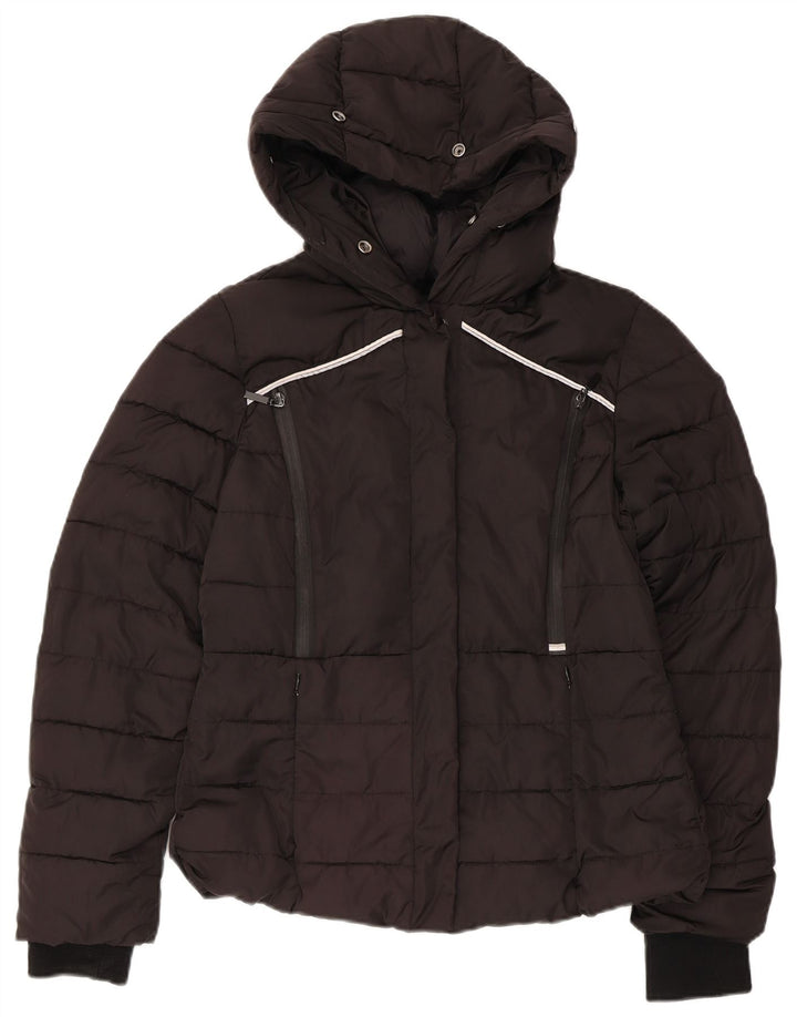 Giacca imbottita con cappuccio da donna SUPERDRY UK 10 piccola poliestere nero