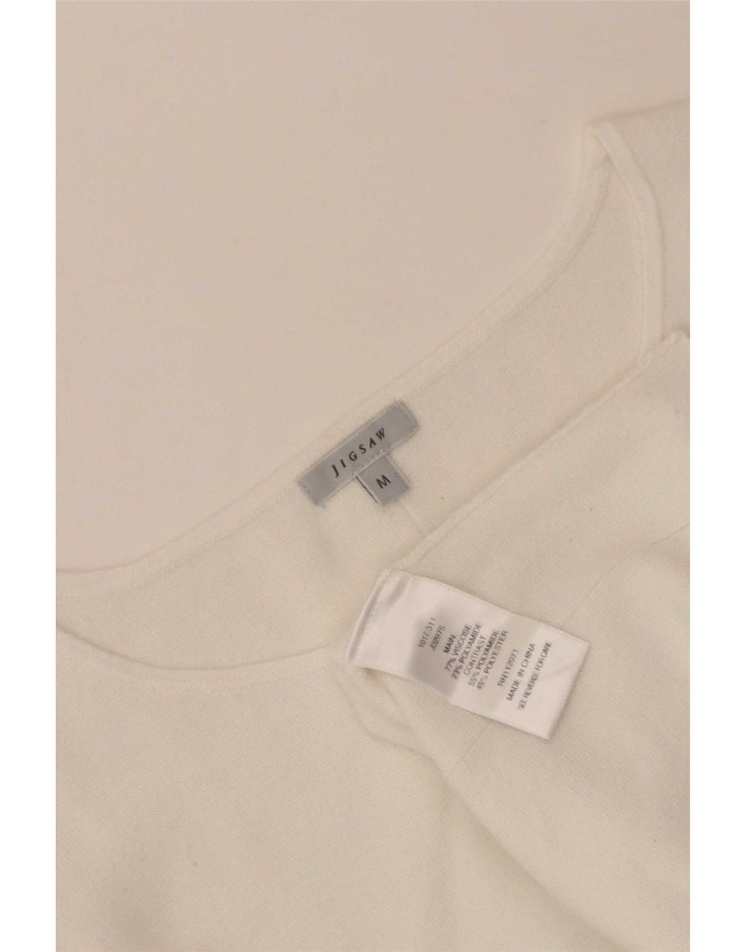 Jigsaw Mujer Top Manga Larga UK 42 Viscosa Blanca Mediana