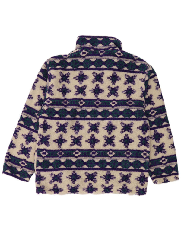 Bailo Womens Zip Neck Fleece Jumper UK 16 Large White Geometric Polyester