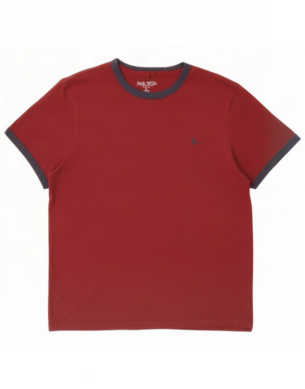 Jack Wills Mens Classic Fit T-Shirt Top XL Maroon Cotton