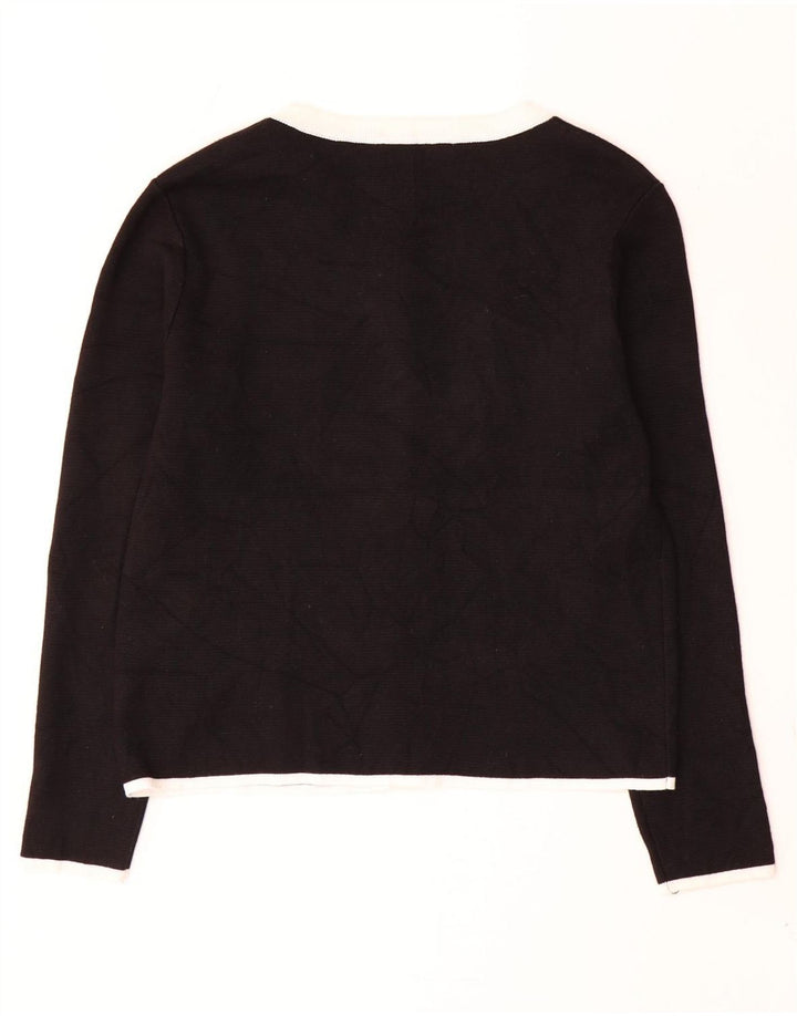 Zara Womens Cardigan Sweater UK 12 Medium Black Polyester