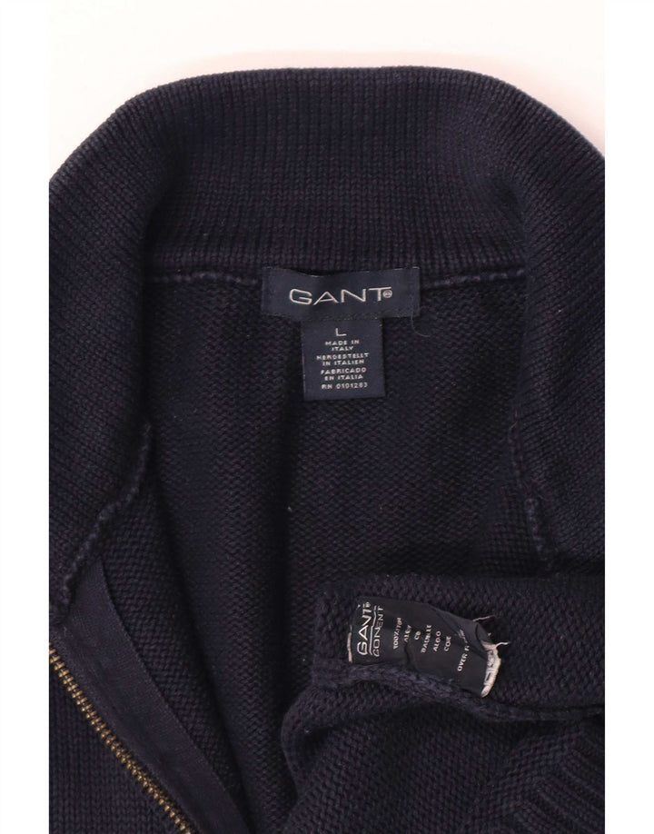 Gant Mens Cardigan Sweater Large Navy Blue Cotton