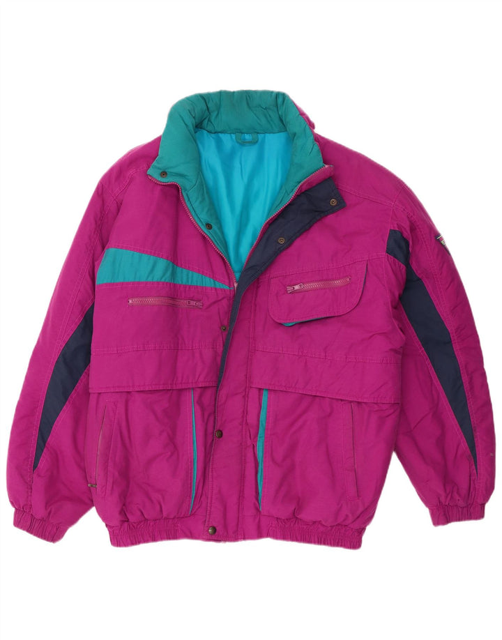Brugi Mens Hooded Padded Jacket IT 48 Medium Purple Colourblock Polyester