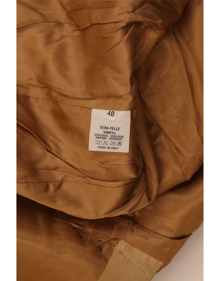 Vintage Mens 3 Button Leather Blazer Jacket IT 48 Medium Beige