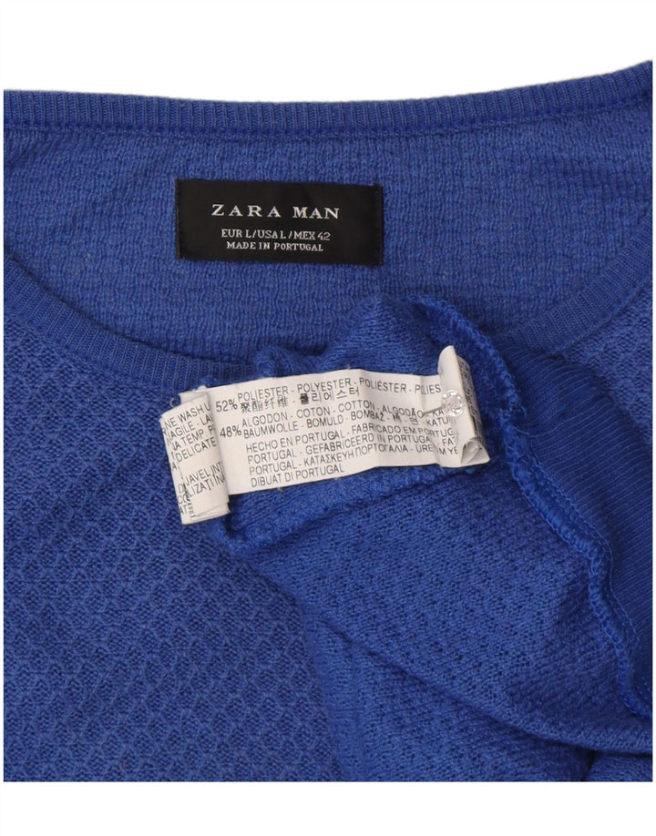 Maglione maglione girocollo da uomo Zara grande poliestere blu