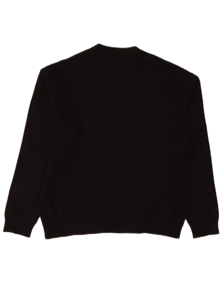 Zara Mens Crew Neck Jumper Sweater Large Black Viscose
