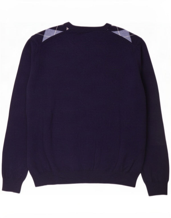 Marks & Spencer Herre sweater med rund hals XL Marineblå Argyle/Diamond