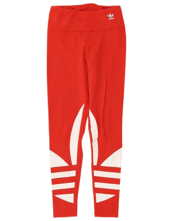 Adidas Womens Graphic Leggings UK 10 Small Red Cotton