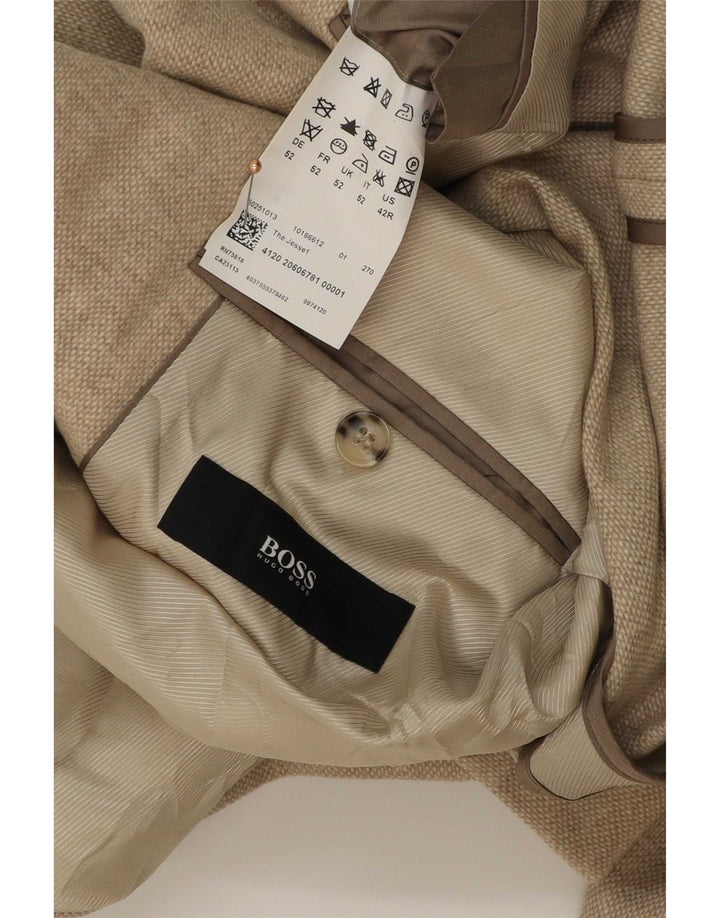Hugo Boss Veste blazer à 2 boutons pour homme EU 52 XL Laine vierge beige