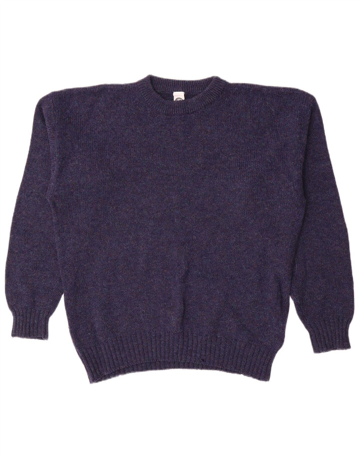 C&A Mens Crew Neck Jumper Sweater Medium Navy Blue Wool
