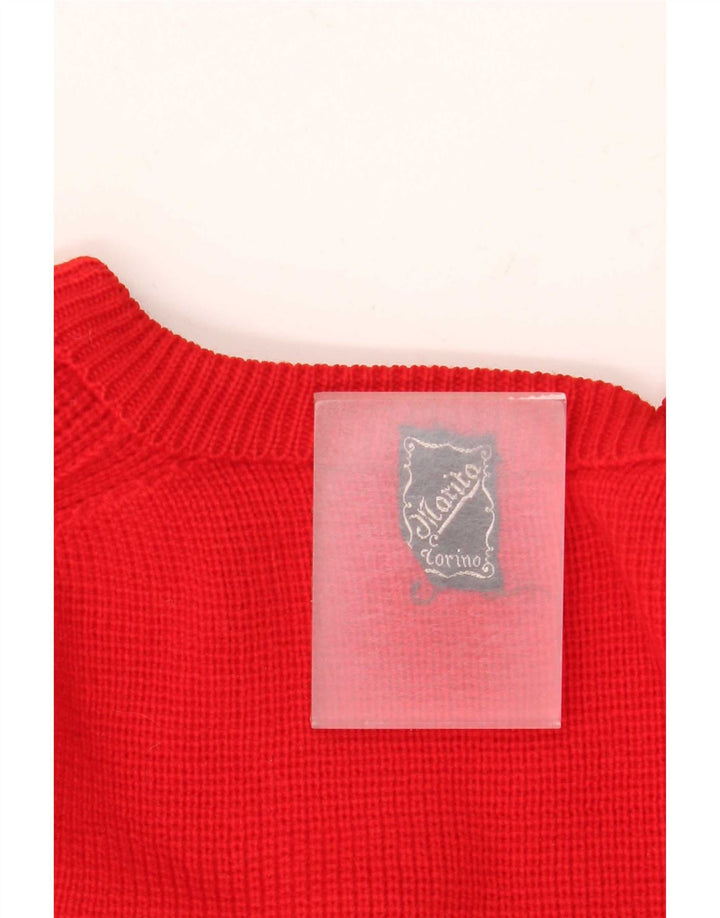 Vintage Mens Boat Neck Jumper Sweater Medium Red