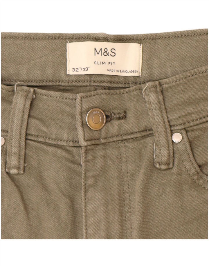 Marks & Spencer Mens Slim Jeans W32 L33 Khaki Cotton