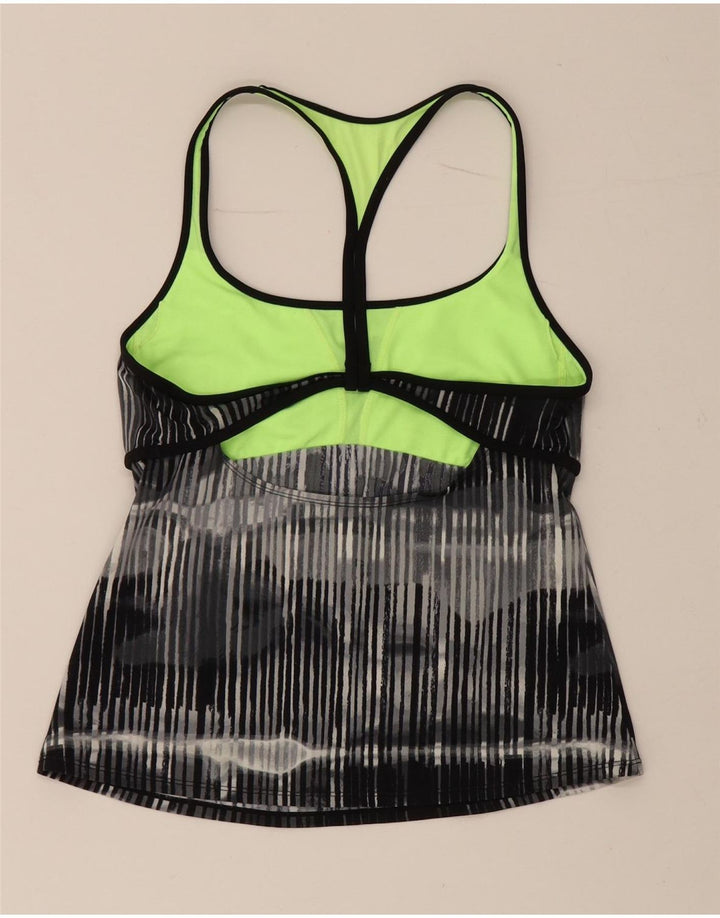 Nike Damen Weste Top UK 14 Large Schwarz Gestreiftes Polyamid