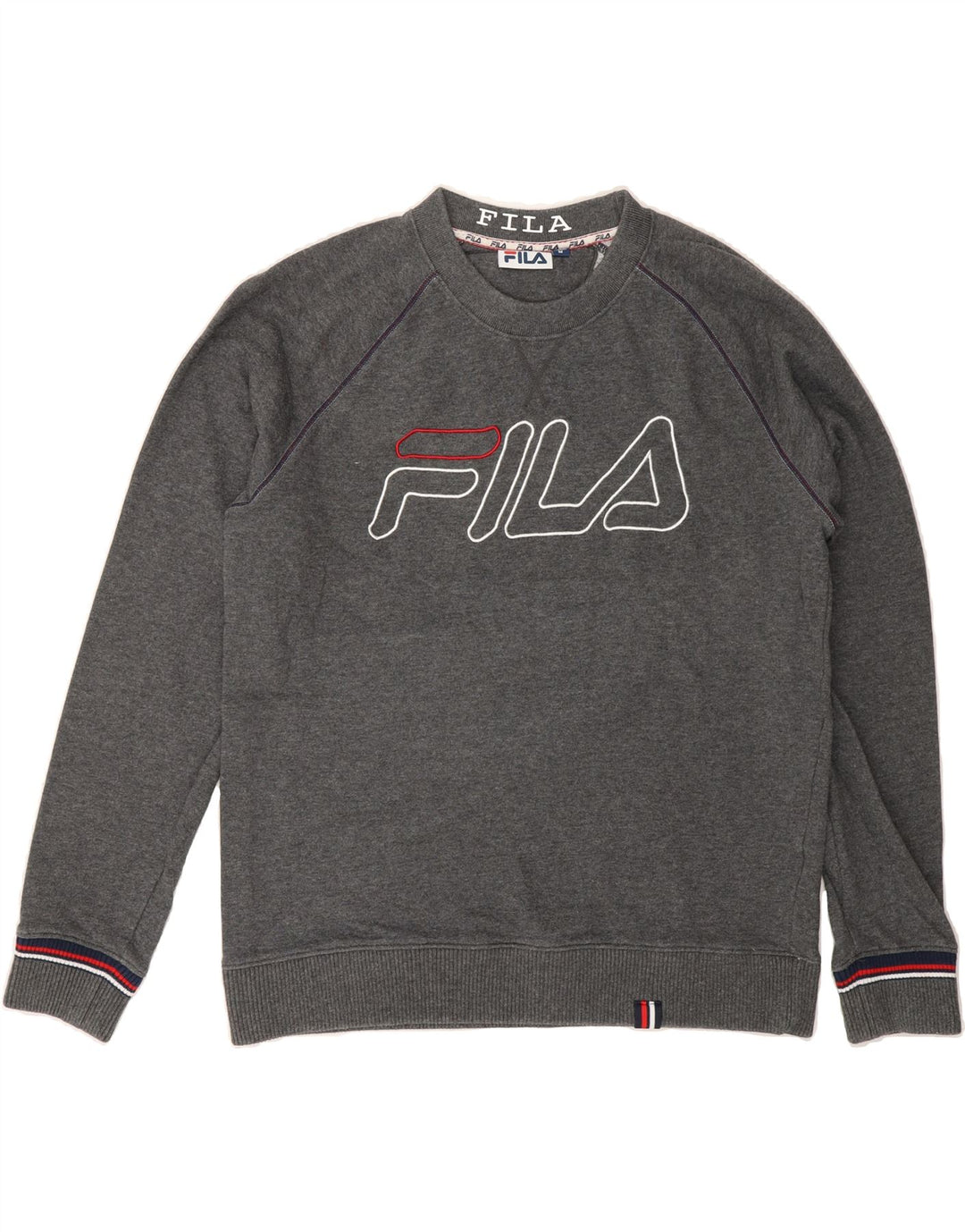 FILA Mens Graphic Sweatshirt Jumper Medium Grey Cotton Vintage Fila and Second-Hand Fila from Messina Hembry 