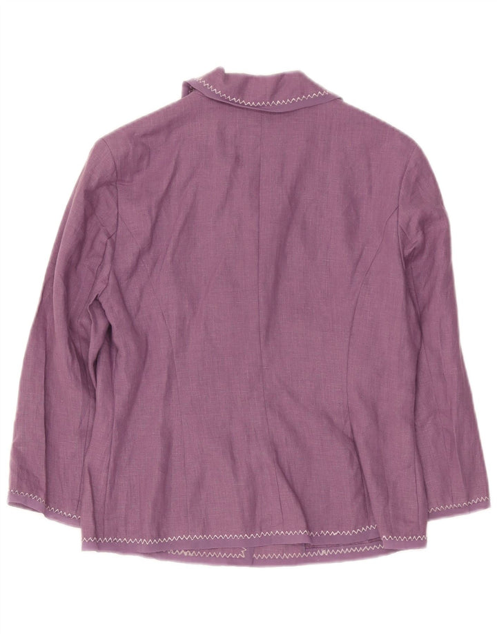 Laura Ashley Womens 3 Button Blazer Jacket UK 8 Small Purple Linen