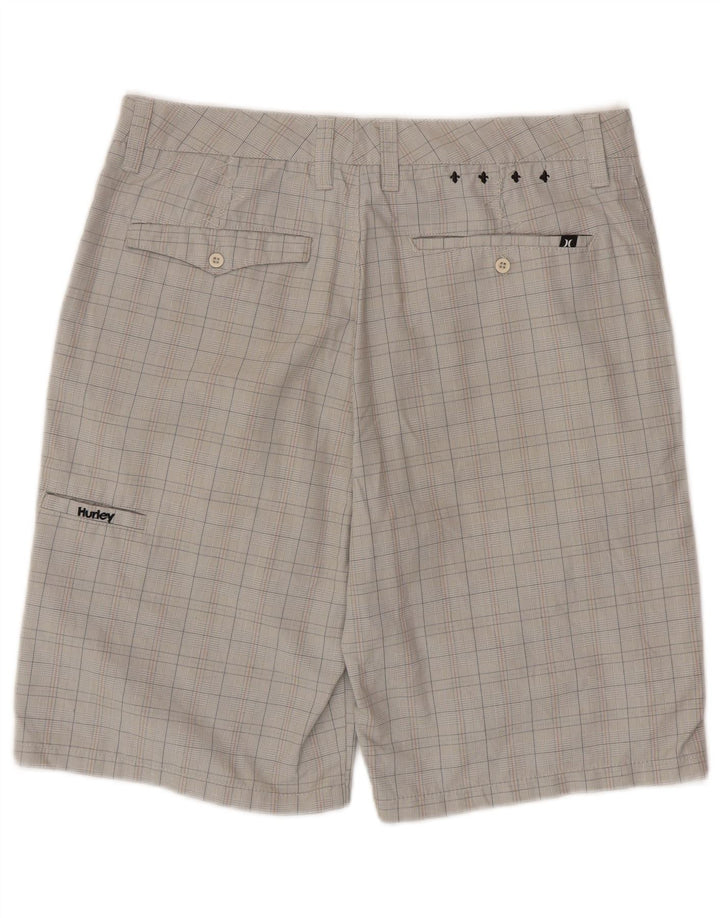 HURLEY Herren Cargoshorts W32 Mittelgrau kariertes Polyester