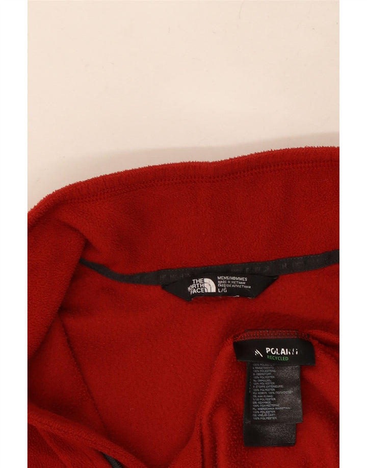 THE NORTH FACE Mens Zip Neck Fleece Jumper Large Red Polyester