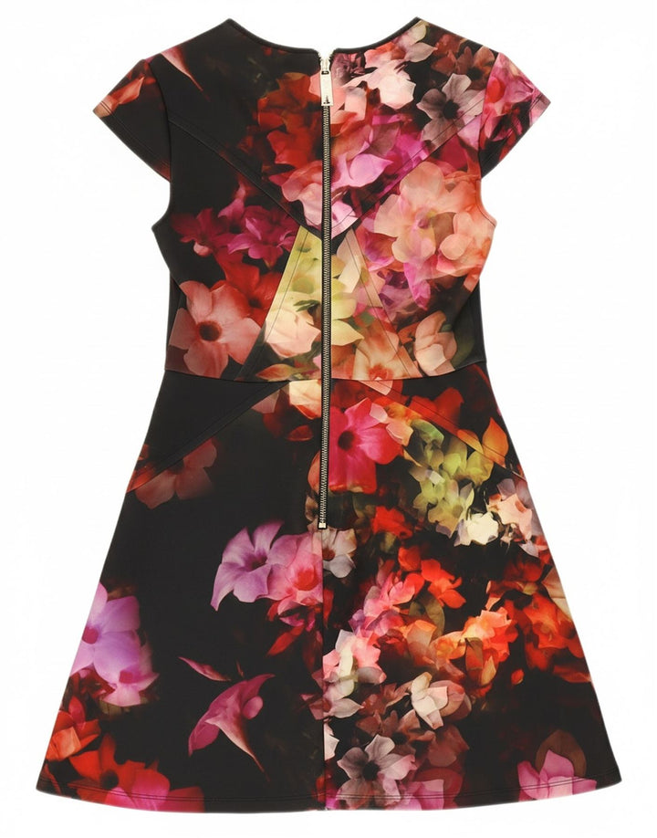 TED BAKER Womens A-Line Dress Size 2 Small Black Floral Polyester