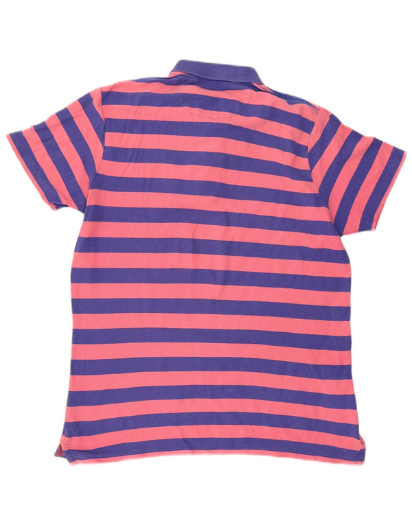 Fat Face Mens Polo Shirt Large Blue Striped Cotton