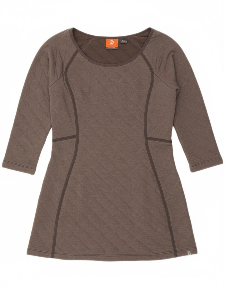 MERRELL Womens Long Sleeve Basic Dress UK 12 Medium Grey Check Cotton Vintage Merrell and Second-Hand Merrell from Messina Hembry 