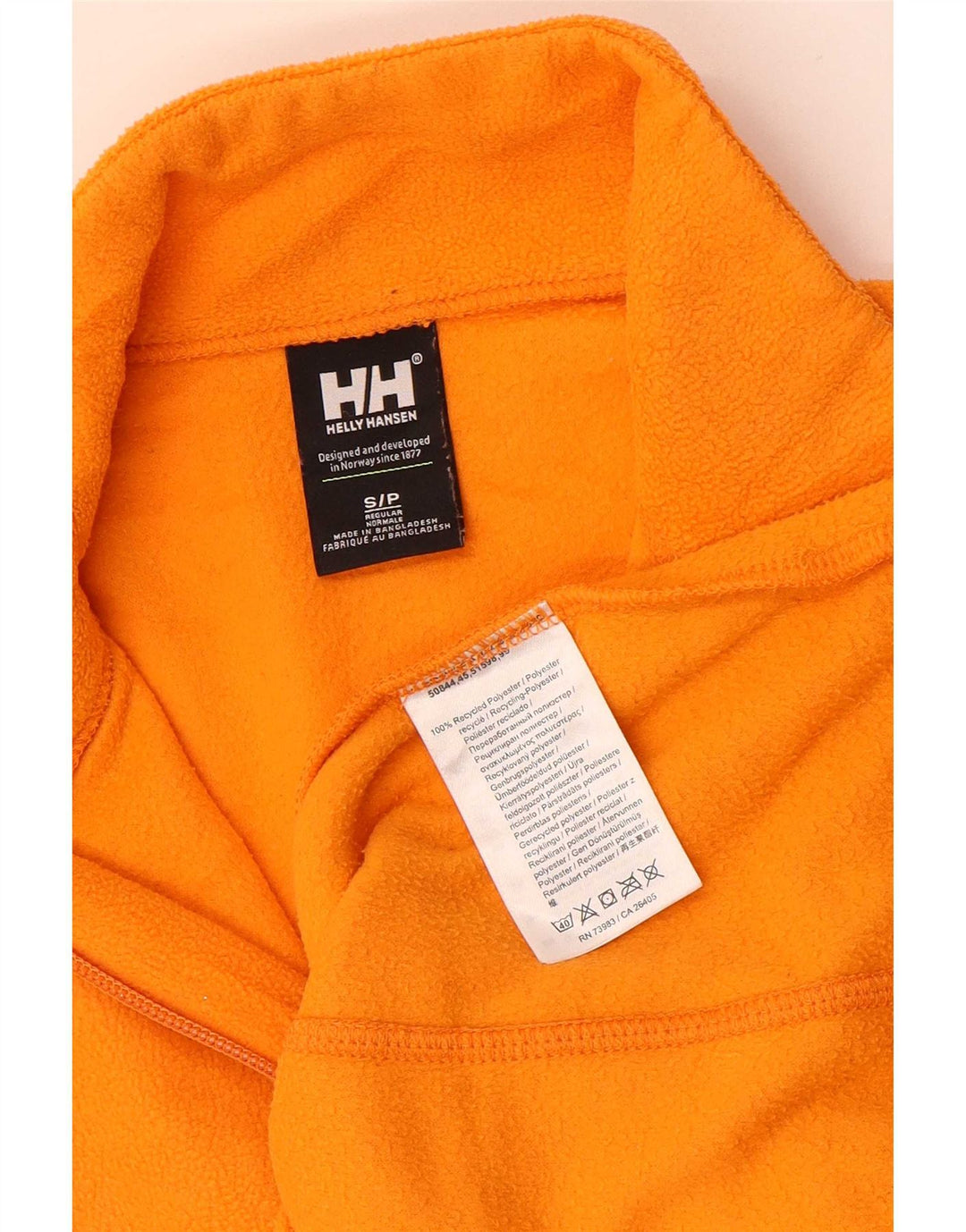 Helly Hansen Mens Zip Neck Fleece Jumper Small Orange Polyester