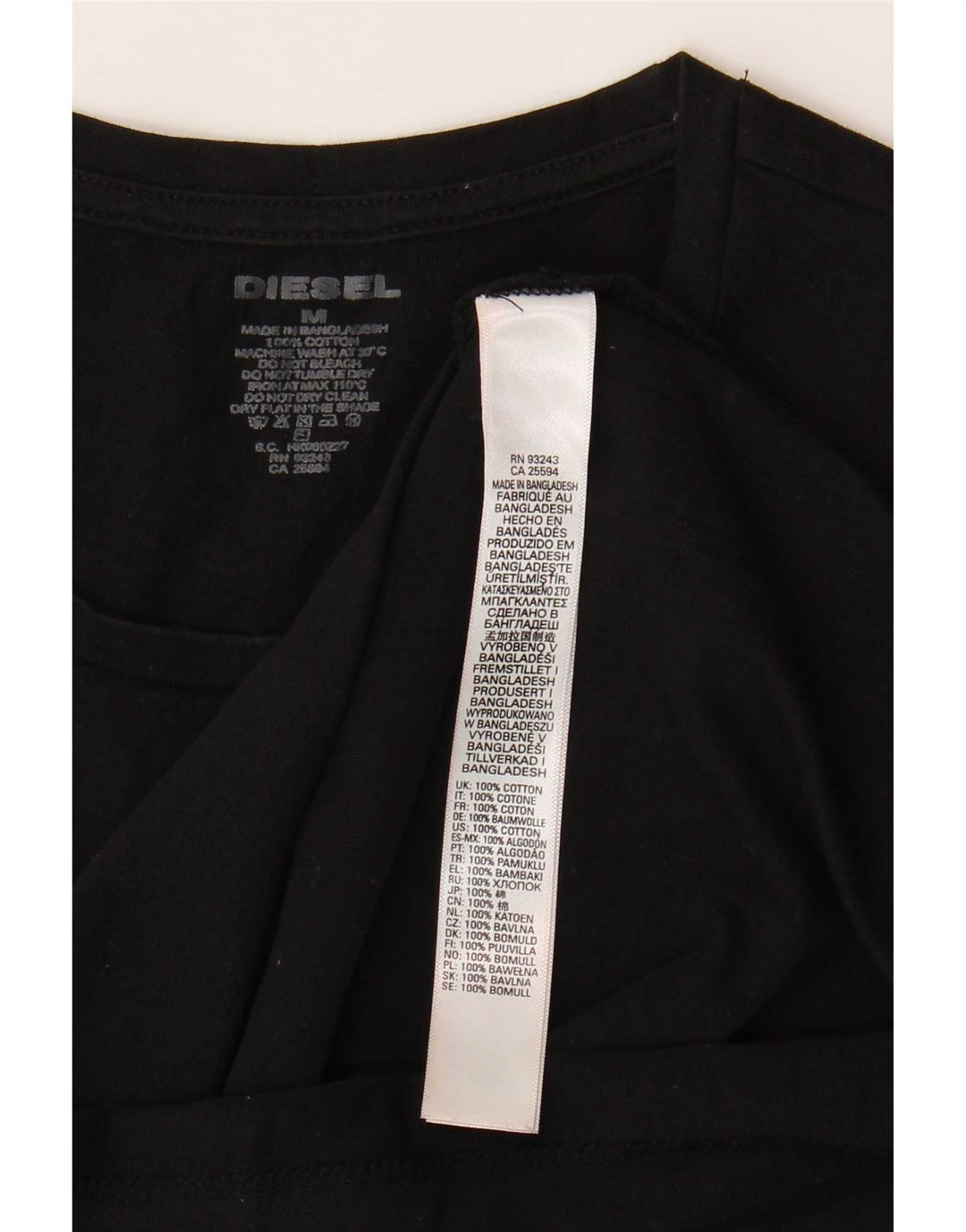Diesel Mens T-Shirt Top Medium Black Cotton