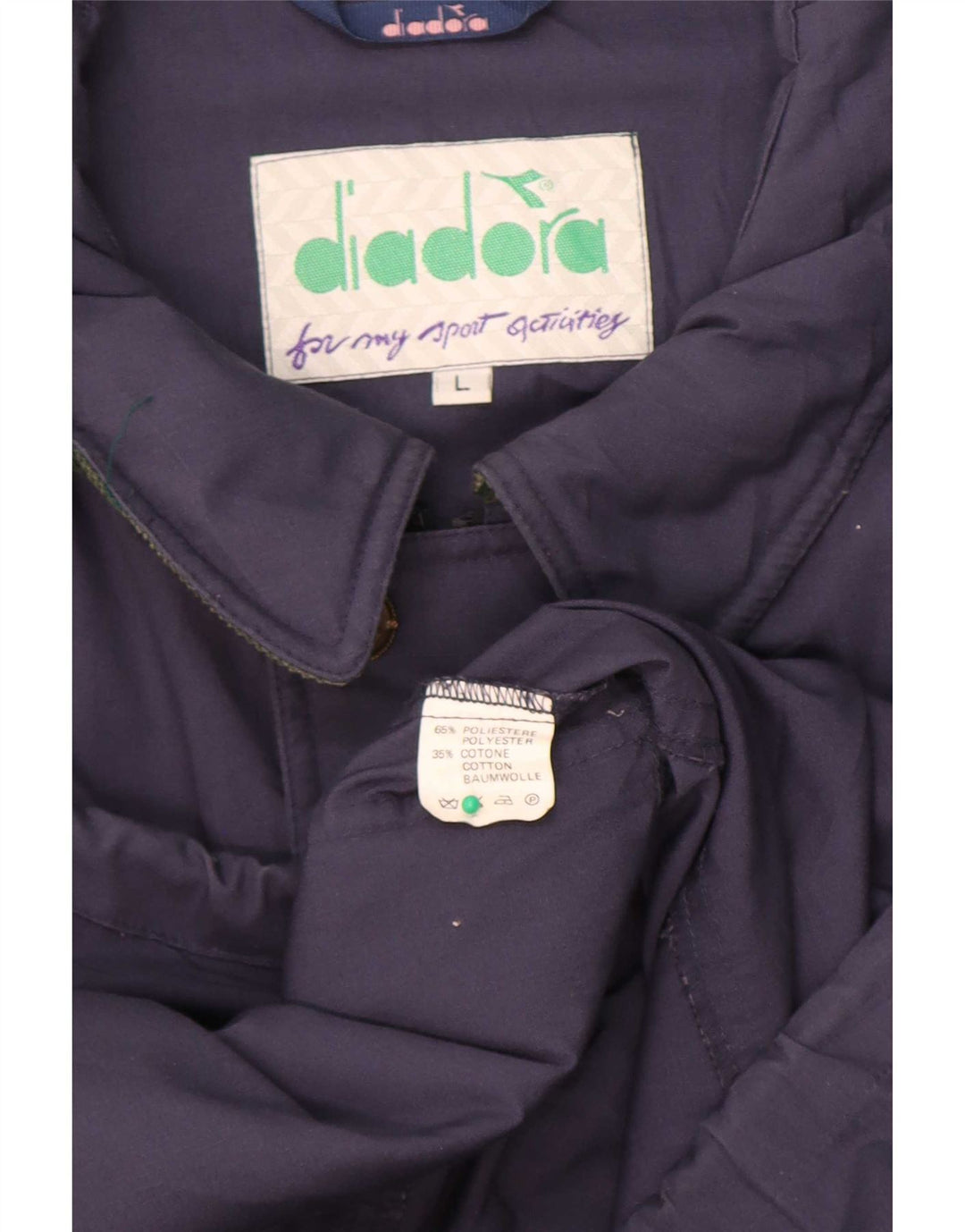 Diadora Mens Windbreaker Jacket UK 40 Large Navy Blue Polyester