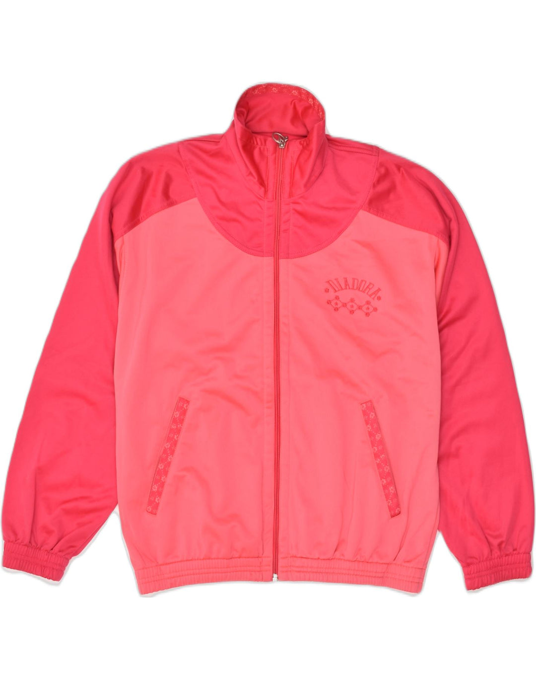 DIADORA Womens Tracksuit Top Jacket UK 14 Large Pink Colourblock Polyester | Vintage Diadora | Thrift | Second-Hand Diadora | Used Clothing | Messina Hembry 