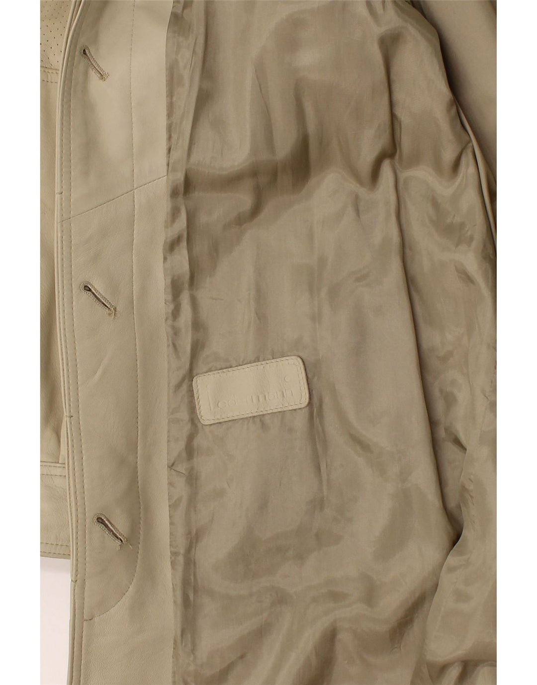 VINTAGE Læderfrakke til kvinder UK 18 XL Beige