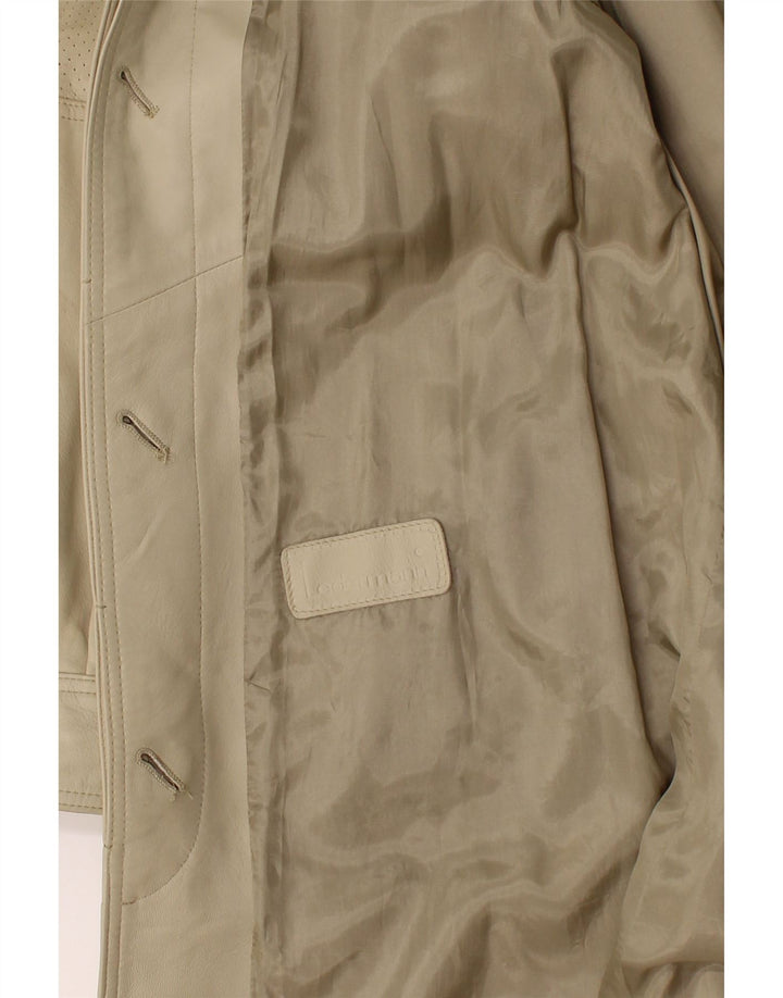 VINTAGE Læderfrakke til kvinder UK 18 XL Beige