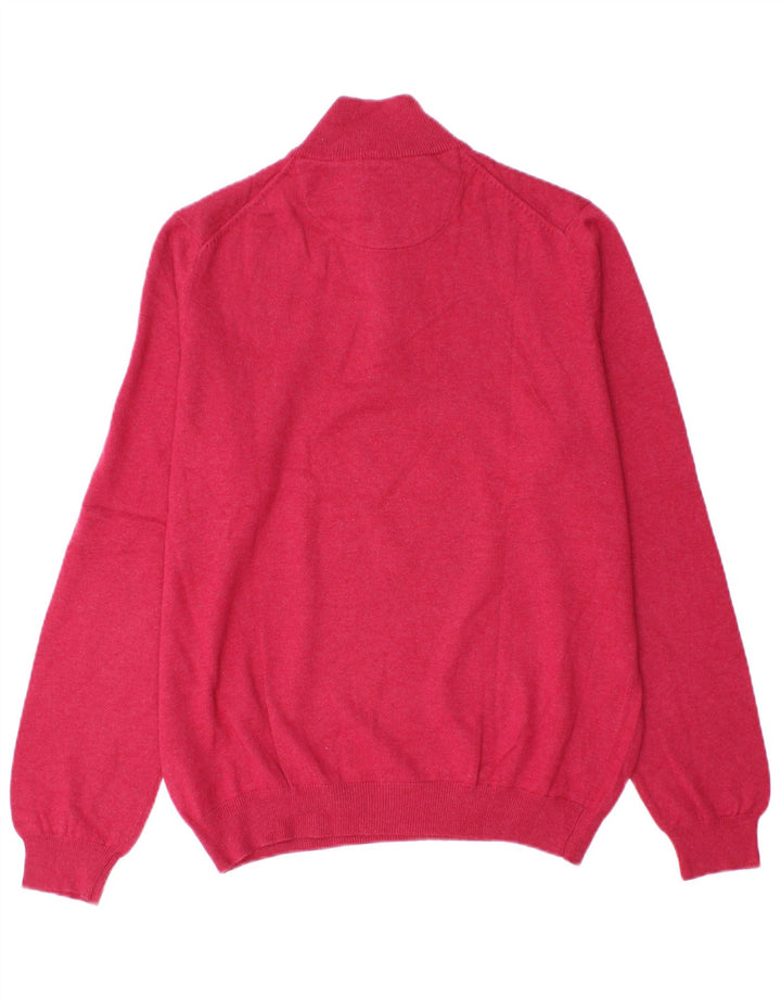 Massimo Dutti Mens Zip Neck Jumper Sweater Medium Pink Cotton