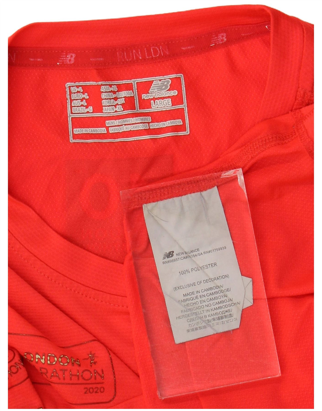 New Balance Mens Graphic T-Shirt Top Large Red Polyester